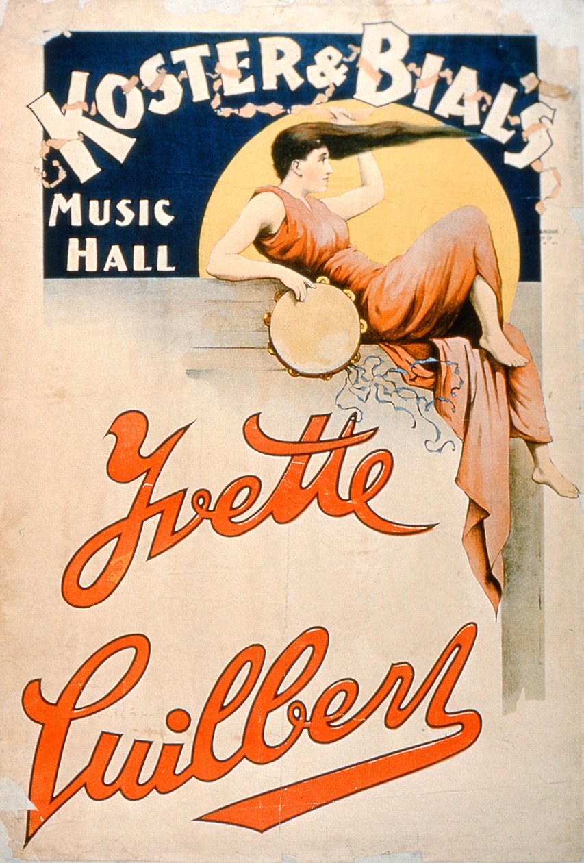 Yvette Guilbert (c.1869-1944) vid Koster and Bials Music Hall, New York av American School