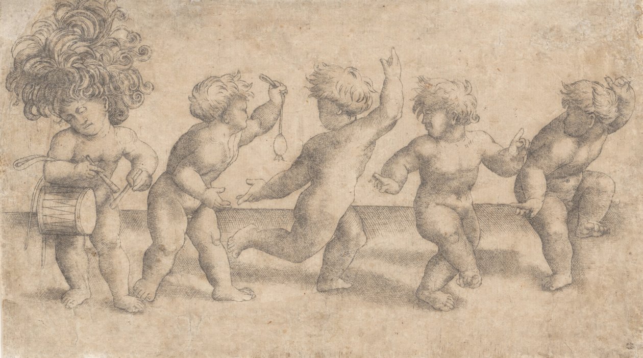Fem dansande Putti,.n.d. av Amico Aspertini