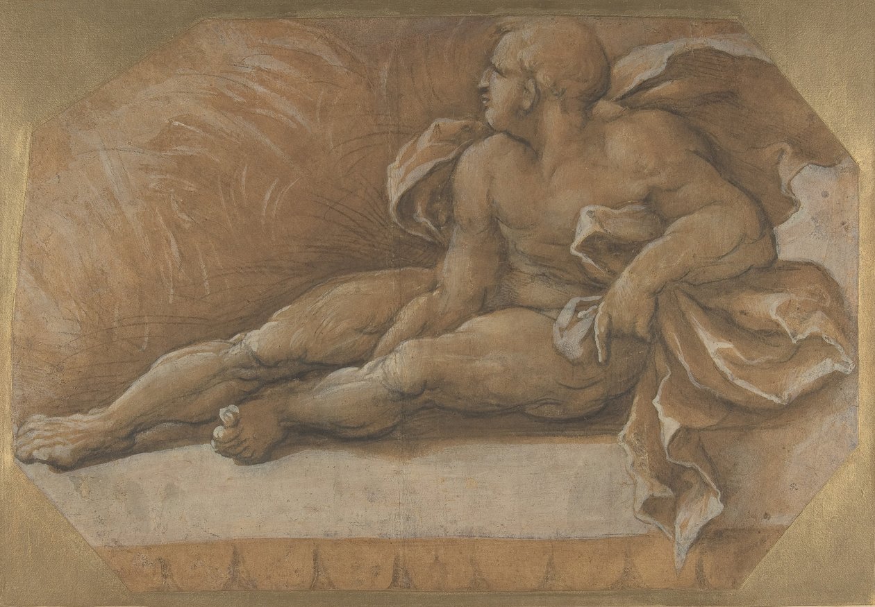 Naken mansfigur sittande på marken, ca. 1535-40. av Amico Aspertini