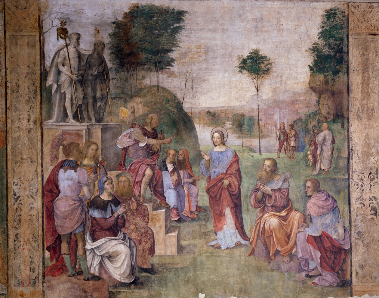 Rättegången mot Santa Cecilia (St Cecilia), ca 1506, av Amico Aspertini (1474 eller 1475-1552), fresk, Oratoriet i Santa Cecilia (St Cecilia), Bologna, Emilia-Romagna. Italien av Amico Aspertini