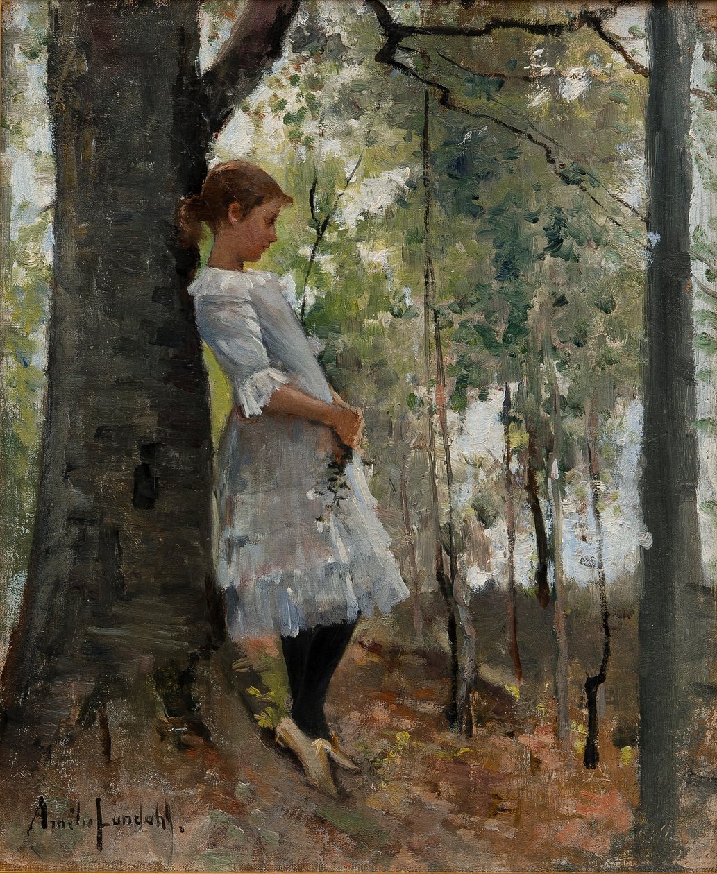 Flicka i en lövskog av Amélie Lundahl