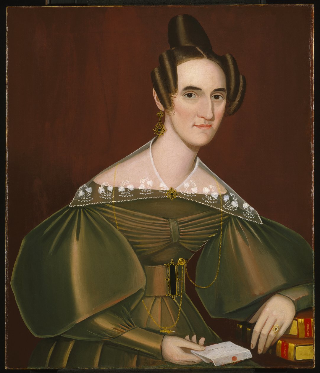 Jeannette Woolley, senare Mrs John Vincent Storm, ca 1838 (olja på duk) av Ammi Phillips