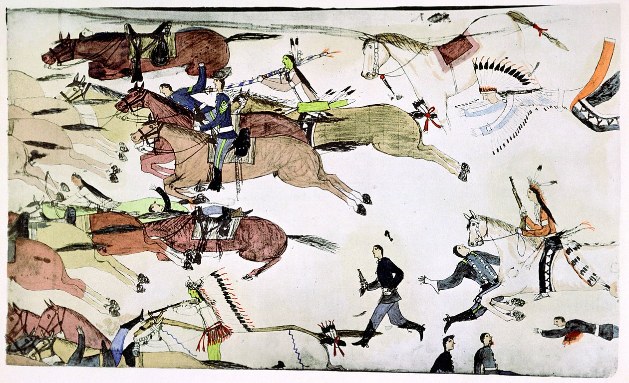 Slaget vid Little Big Horn, Montana, USA, 25-26 juni 1876, c1900 av Amos Bad Heart Buffalo