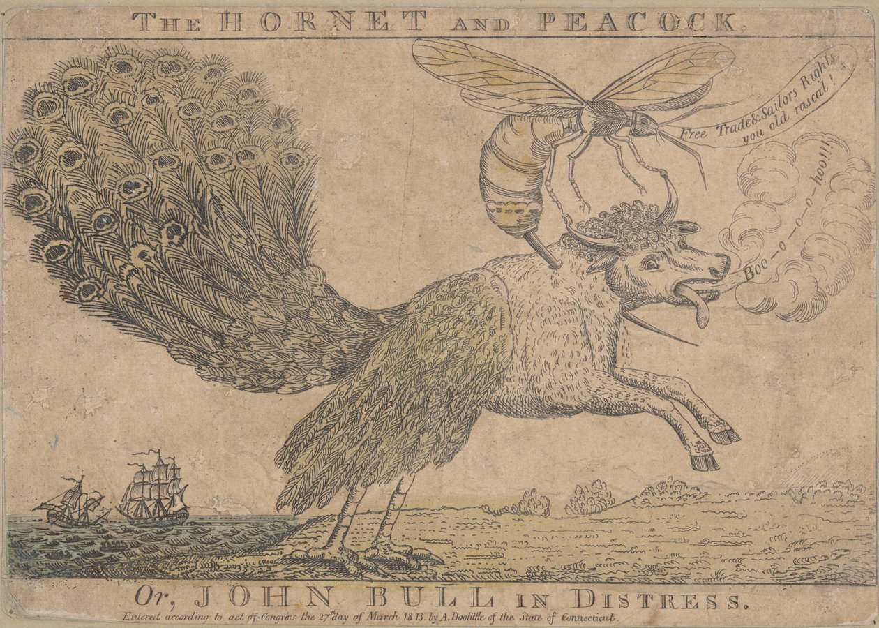 Bålgetingen och påfågeln, eller John Bull i nöd av Amos Doolittle