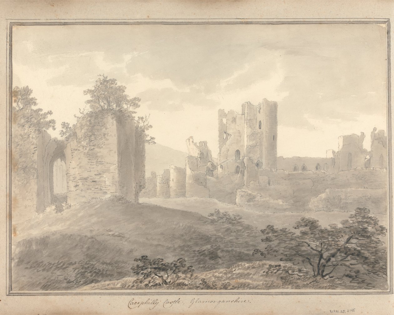 Utsikter i England, Skottland och Wales: Caerphilly Castle, Glamorganshire av Amos Green