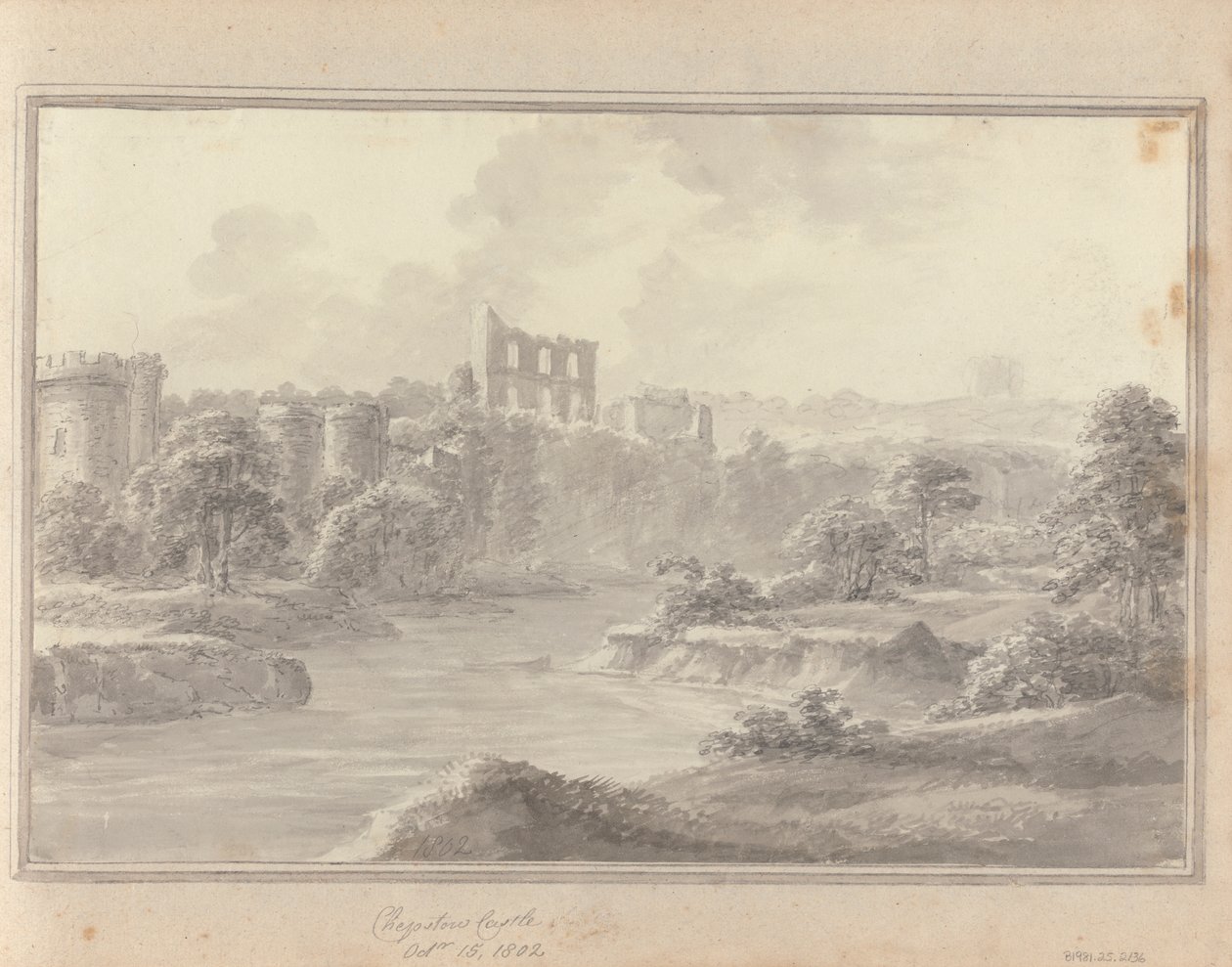 Utsikter i England, Skottland och Wales: Chepstow Castle, 15 oktober 1802 av Amos Green