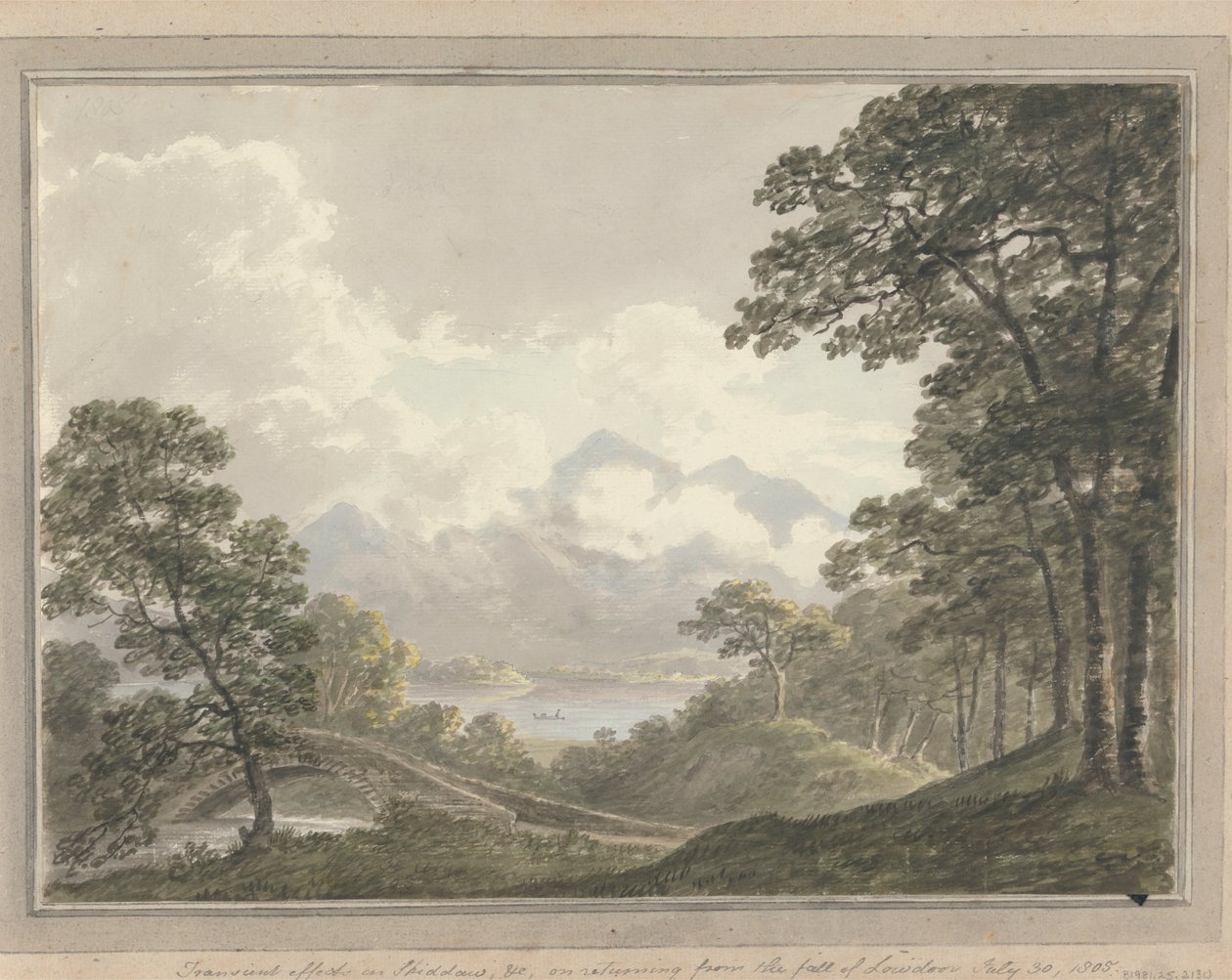 Utsikter i England, Skottland och Wales: Övergående effekt på Skodow och c., vid återkomst från Lowdoors fall, 30 juli 1805 av Amos Green