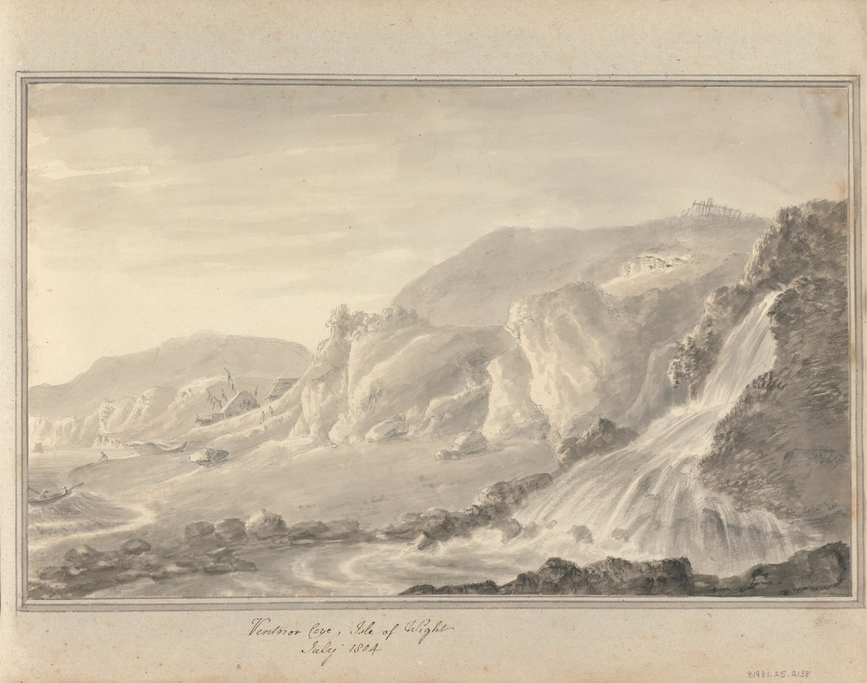 Utsikter i England, Skottland och Wales: Ventnor Cove, Isle of Wight, juli 1804 av Amos Green