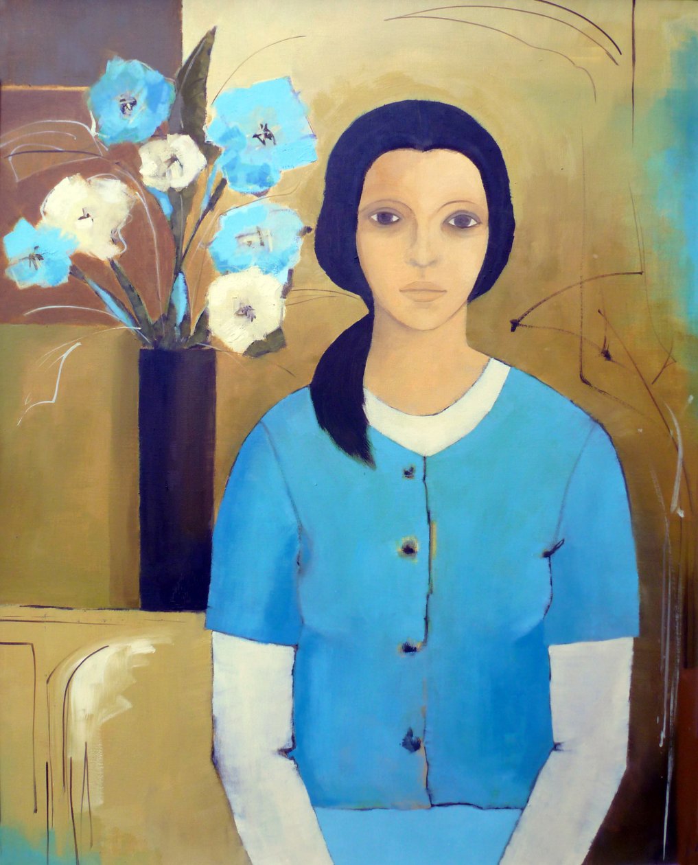 Madonna med blommor av Ana Bianchi