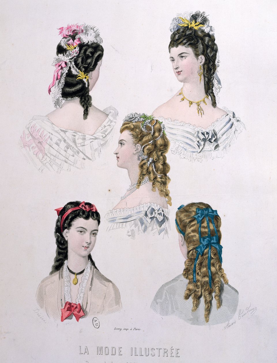 Frisyrer med band, illustration från 