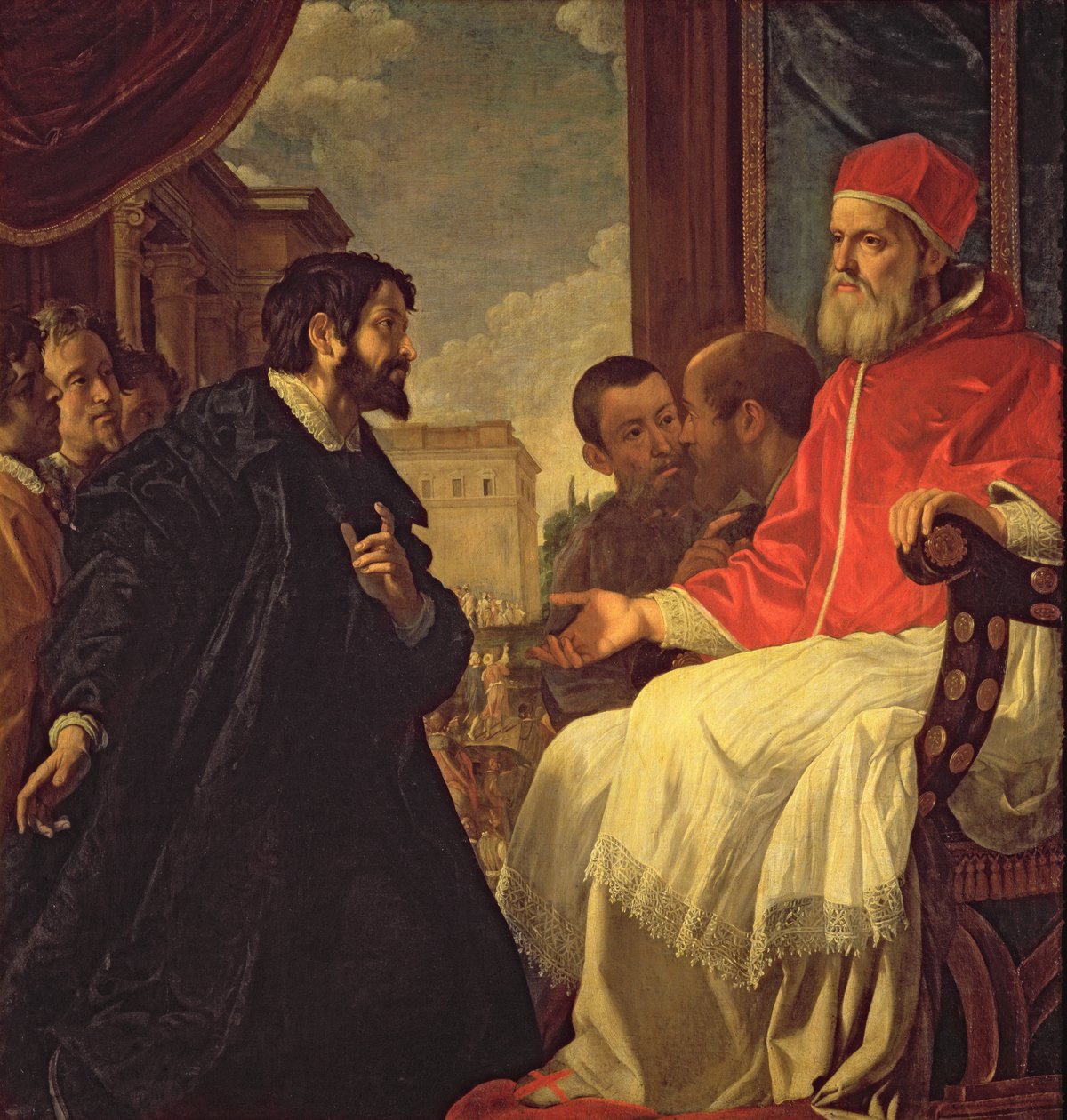 Michelangelo och påven Julius II av Anastasio Fontebuoni