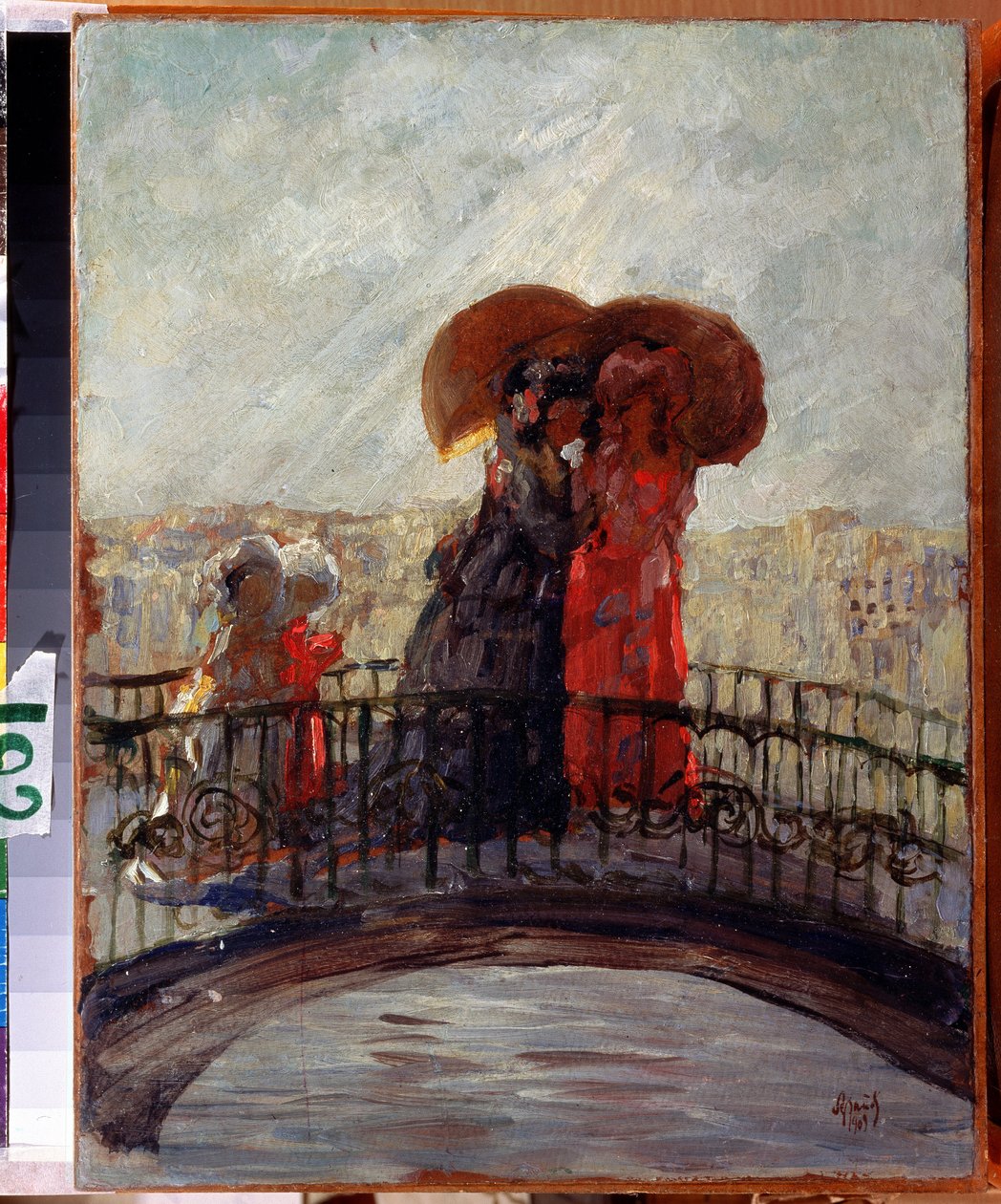 Under regnet (In the rain). Målning av Anatolij Afanasyevich Arapov (1876-1949). Olja på duk, 36 x 28 cm av Anatoli Afanasyevich Arapov