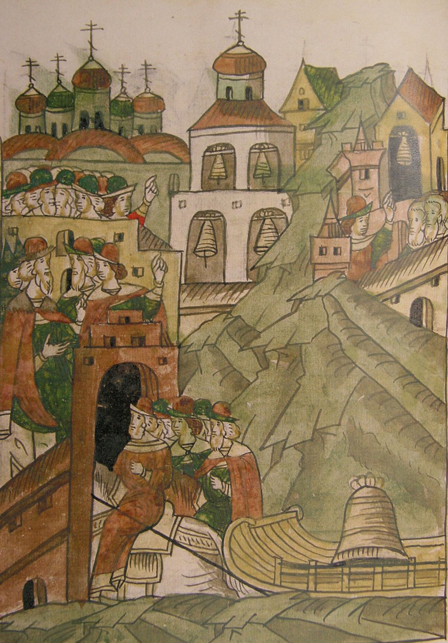 Folkförsamlingens klocka kommer inte att ringa i Novgorod igen Från den upplysta sammanställda Chr av Ancient Russian Art