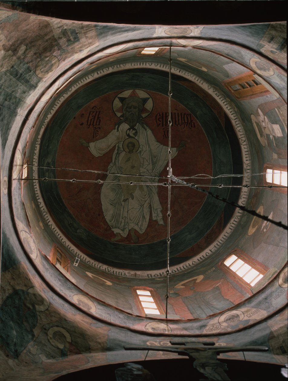 Jehova. Kupolmålning i ärkeängeln Michael-katedralen i Kreml, 1652-1666 av Ancient Russian frescos