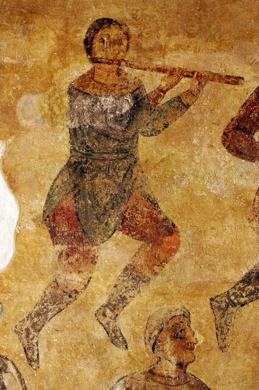 Musiker och akrobater detalj av Ancient Russian frescos