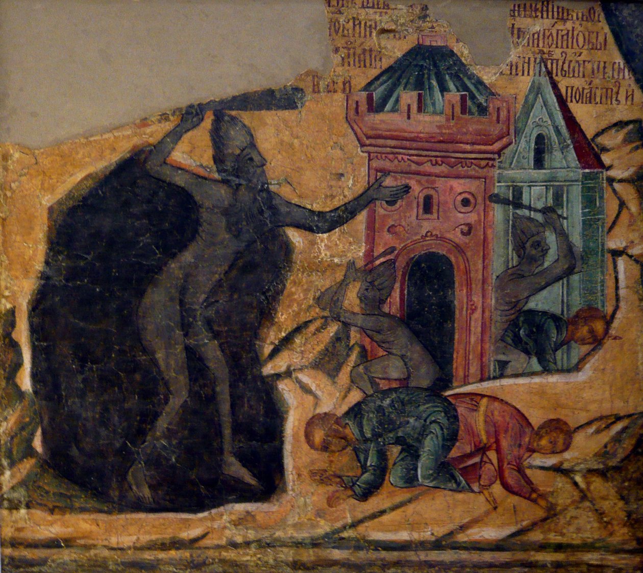 Den sista domen. Fresk av Novodevichy-klostret, 1654 av Ancient Russian frescos