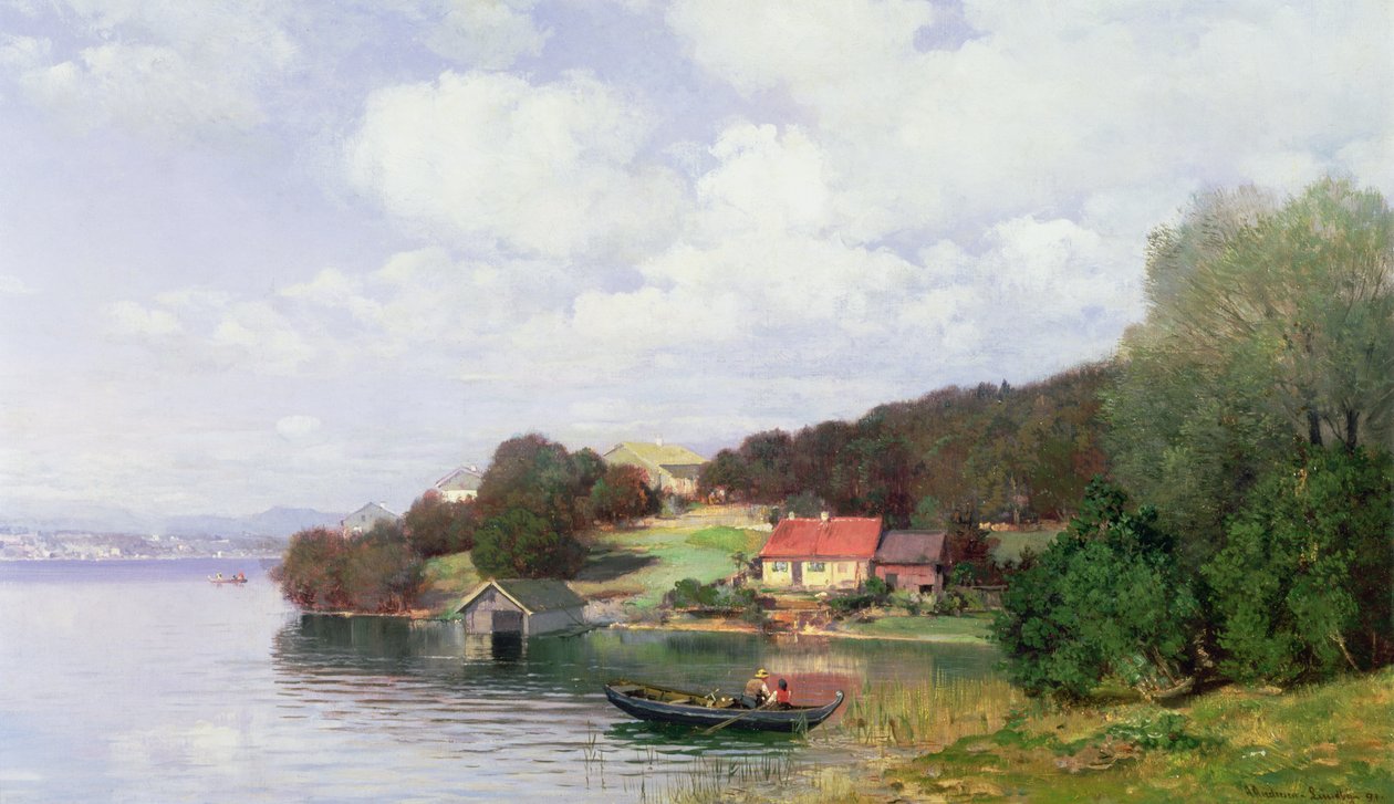 Båtfärd på en sjö, 1891 av Anders Andersen Lundby