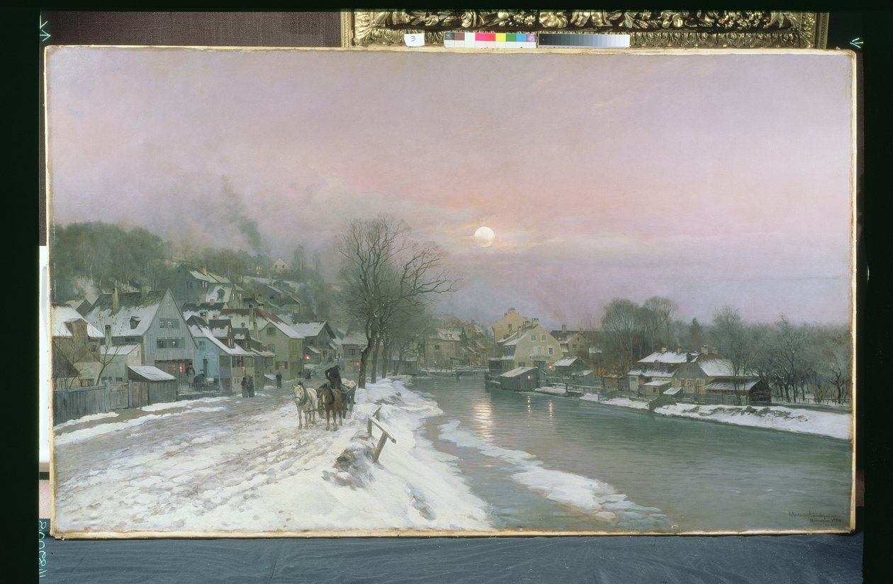 En kanalscen på vintern av Anders Andersen Lundby