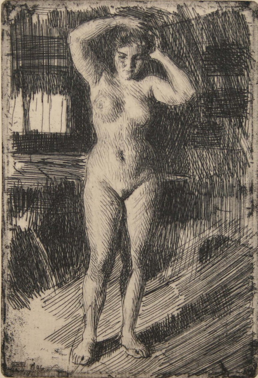 Anna doing her hair  av Anders Leonard Zorn