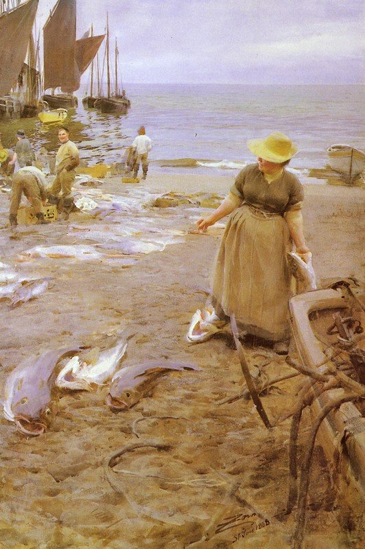 Fiskmarknad i St. Ives av Anders Leonard Zorn