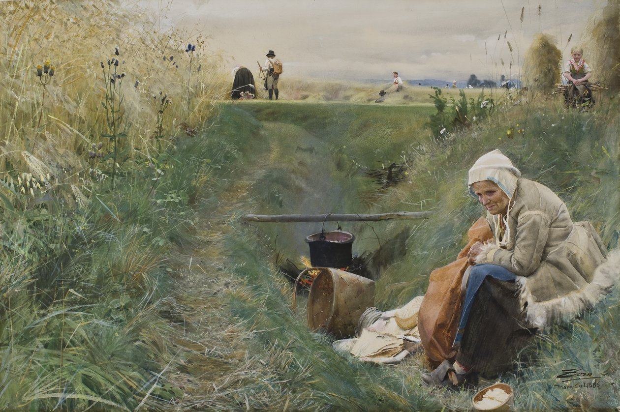 Vårt dagliga bröd, 1886 (wc på papper) av Anders Leonard Zorn