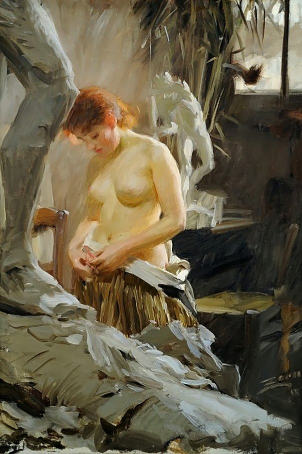  I Wikstroms atelje  av Anders Leonard Zorn