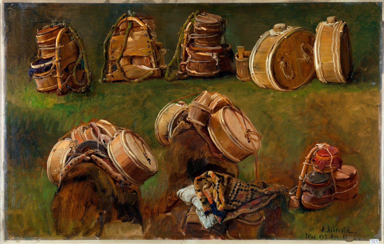 ""Etude de bats pour bete de somme"" (Studier av packsadlar och andra föremål) Peinture d