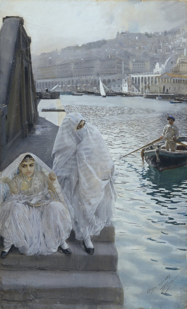 Från Algiers hamn par Zorn, Anders Leonard (1860-1920). Akvarell på papper, storlek: 67x41 av Anders Leonard Zorn