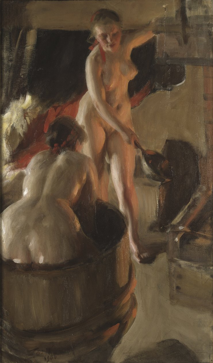 Flickor från Dalarna badar, 1908 av Anders Leonard Zorn