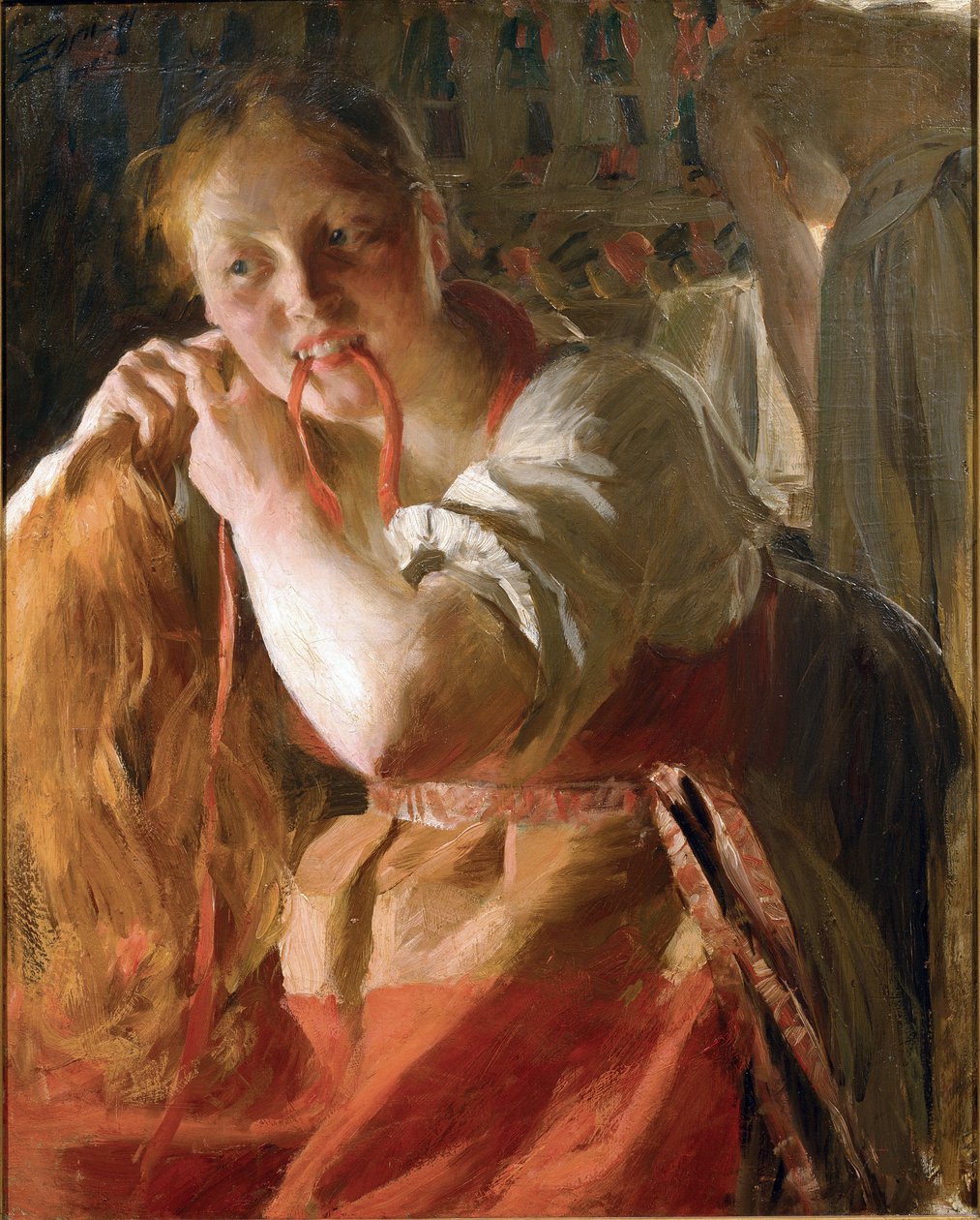 Margit par Zorn, Anders Leonard (1860-1920). Olja på duk, storlek: 78x63,7 av Anders Leonard Zorn