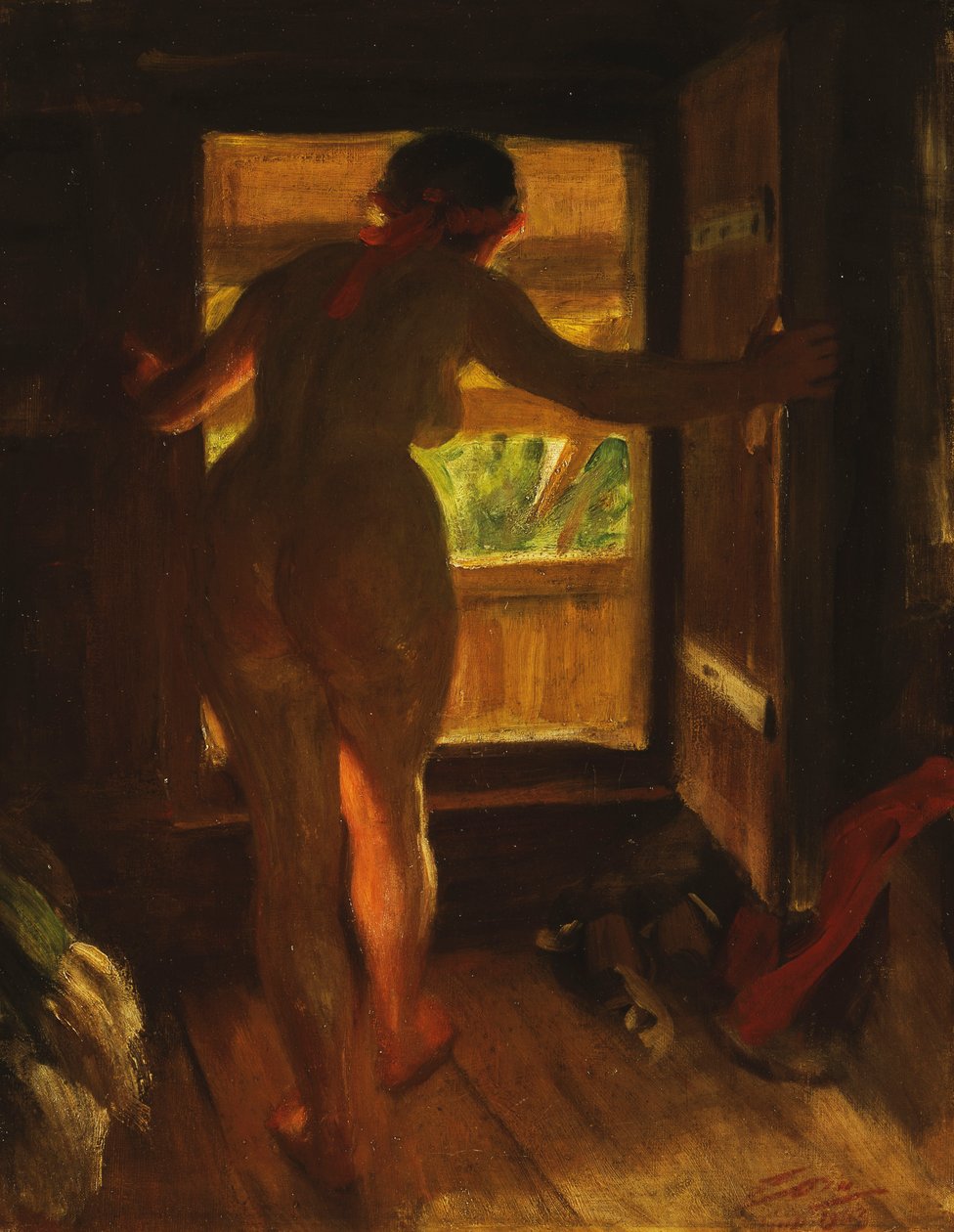 Mora flicka vid en öppen dörr, 1903 av Anders Leonard Zorn