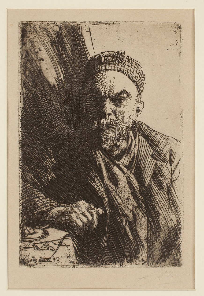 Porträtt av poeten Paul Verlaine (1844-1896) - Zorn, Anders Leonard (1860-1920) - 1895 - Etsning - 23,7x16 - Privat samling av Anders Leonard Zorn