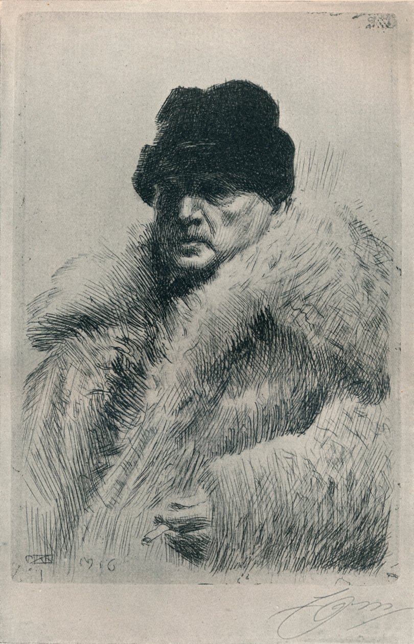 Självporträtt, 1916 av Anders Leonard Zorn