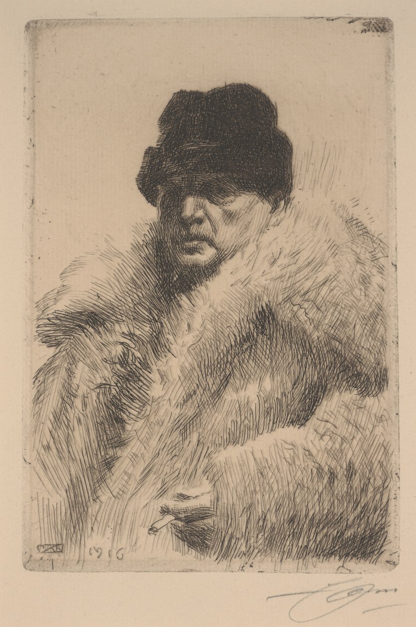 Självporträtt i päls av Anders Leonard Zorn