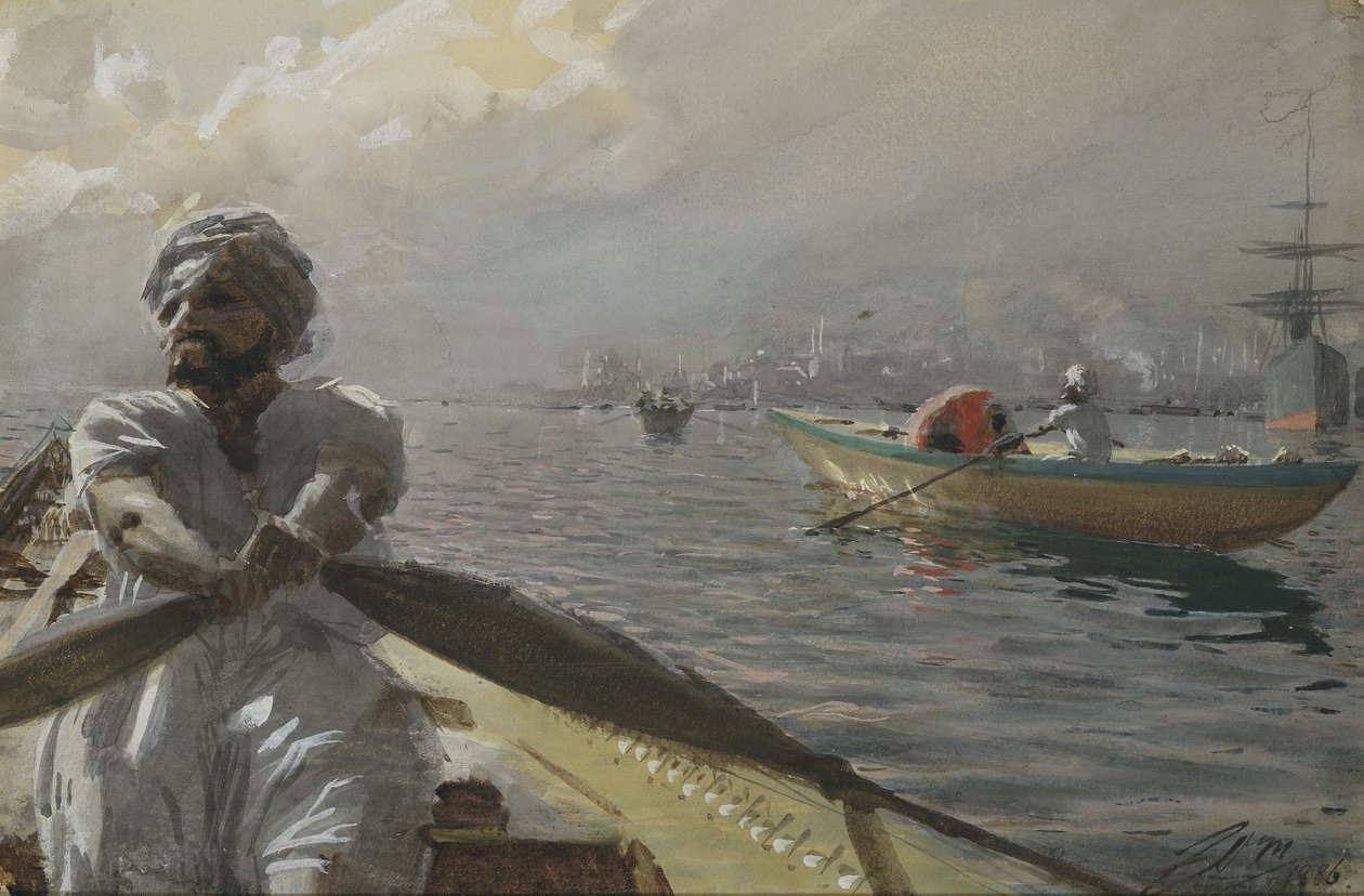 Turkisk båtsman i hamnen i Konstantinopel, 1886 (wc på papper) av Anders Leonard Zorn