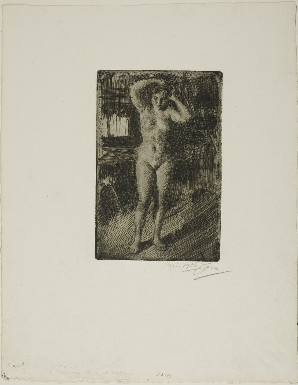 Anna gör sitt hår av Anders Leonard Zorn