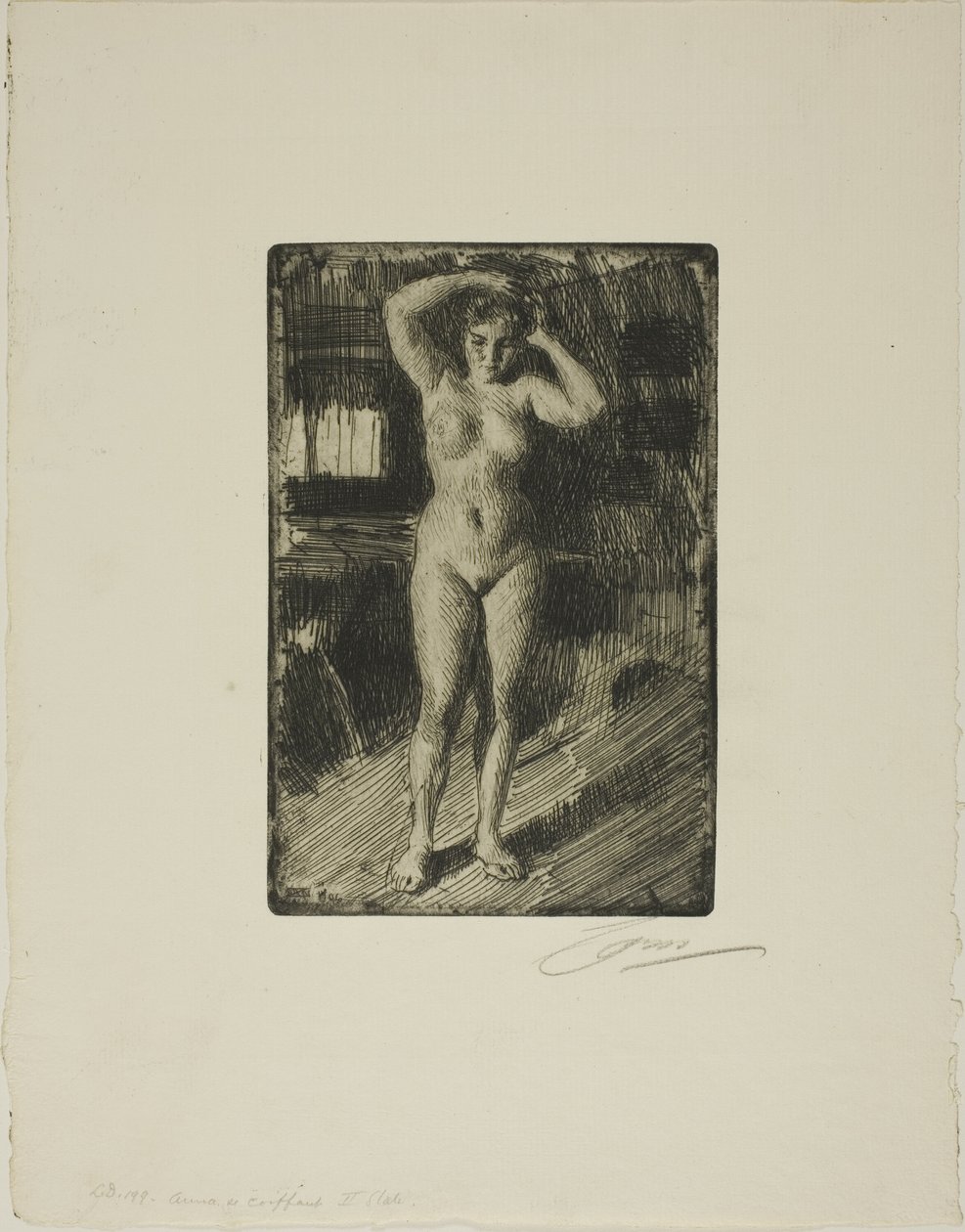 Anna gör sitt hår av Anders Leonard Zorn