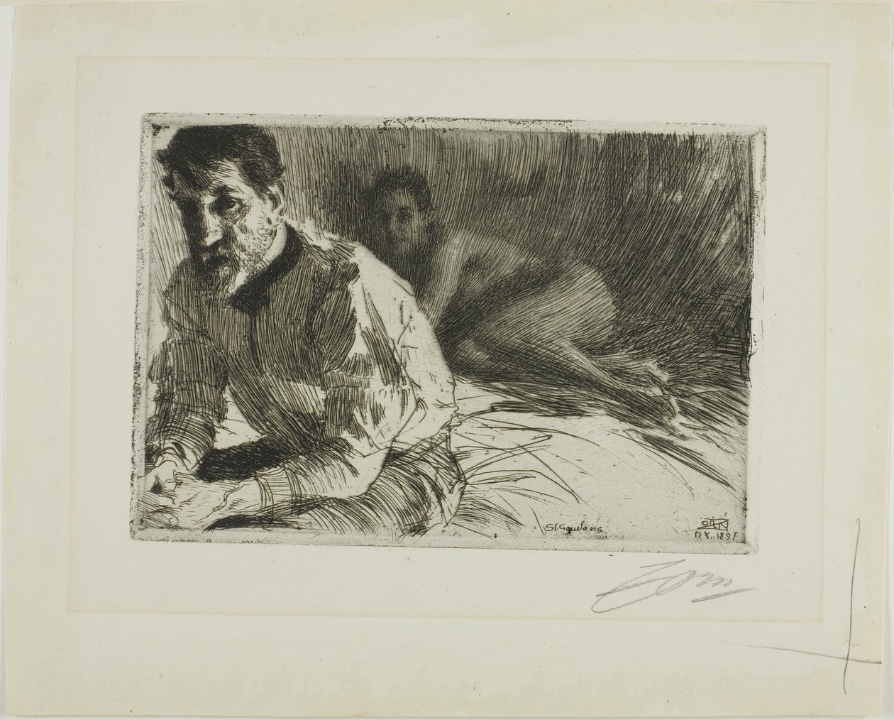 Augustus Saint-Gaudens II (Saint-Gaudens och hans modell) av Anders Leonard Zorn
