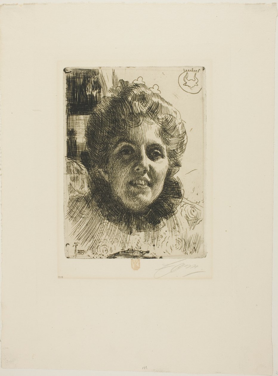 Aurore (Mrs. Aurore Klintberg, née Oxenstierna, Head) av Anders Leonard Zorn