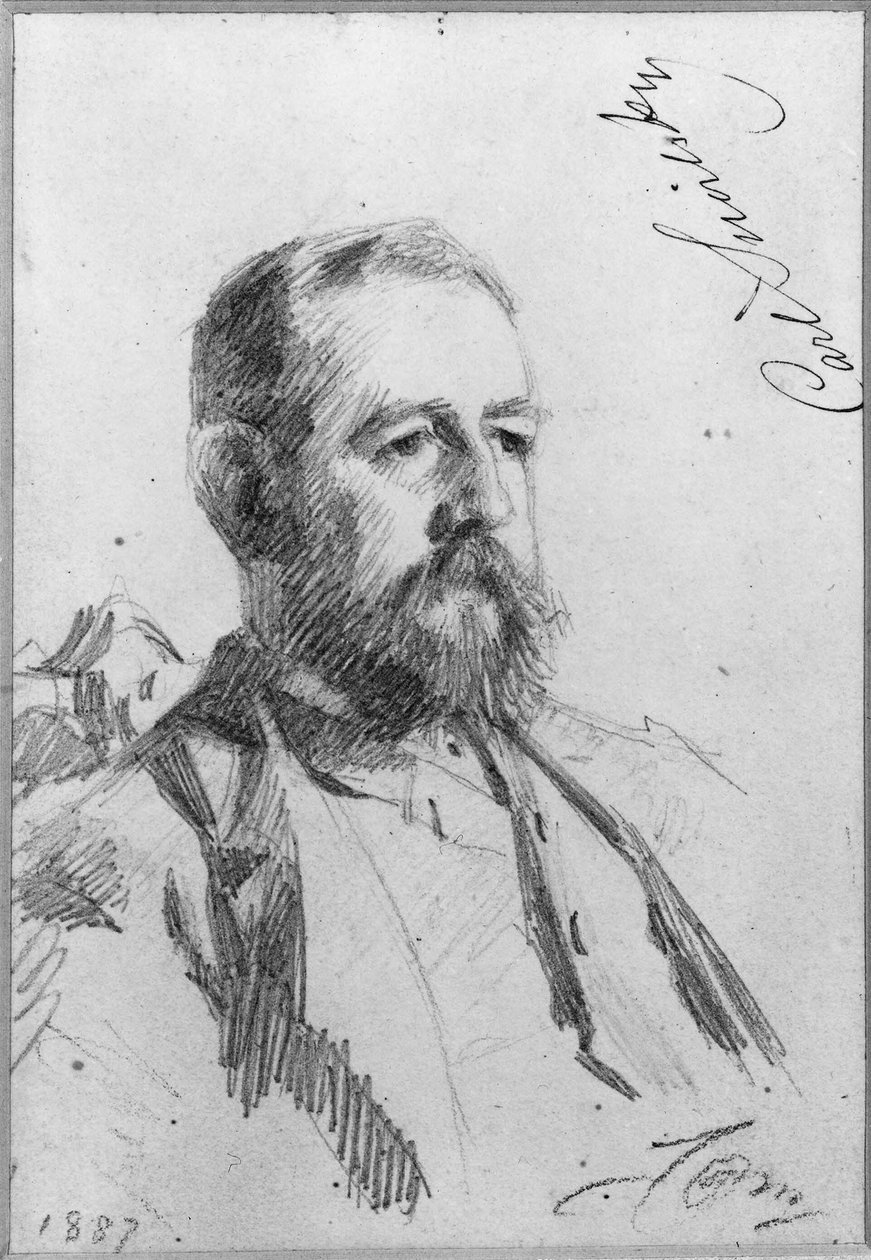 Carl Snoilsky (1841–1903), greve, författare, bibliotekarie, ledamot av Svenska Akademien, gift med 1. grevinnan Hedvig Charlotta Amalia Piper, 2. baronessan och författarinnan Ebba Fredrika Eleonora Ruuth av Anders Zorn