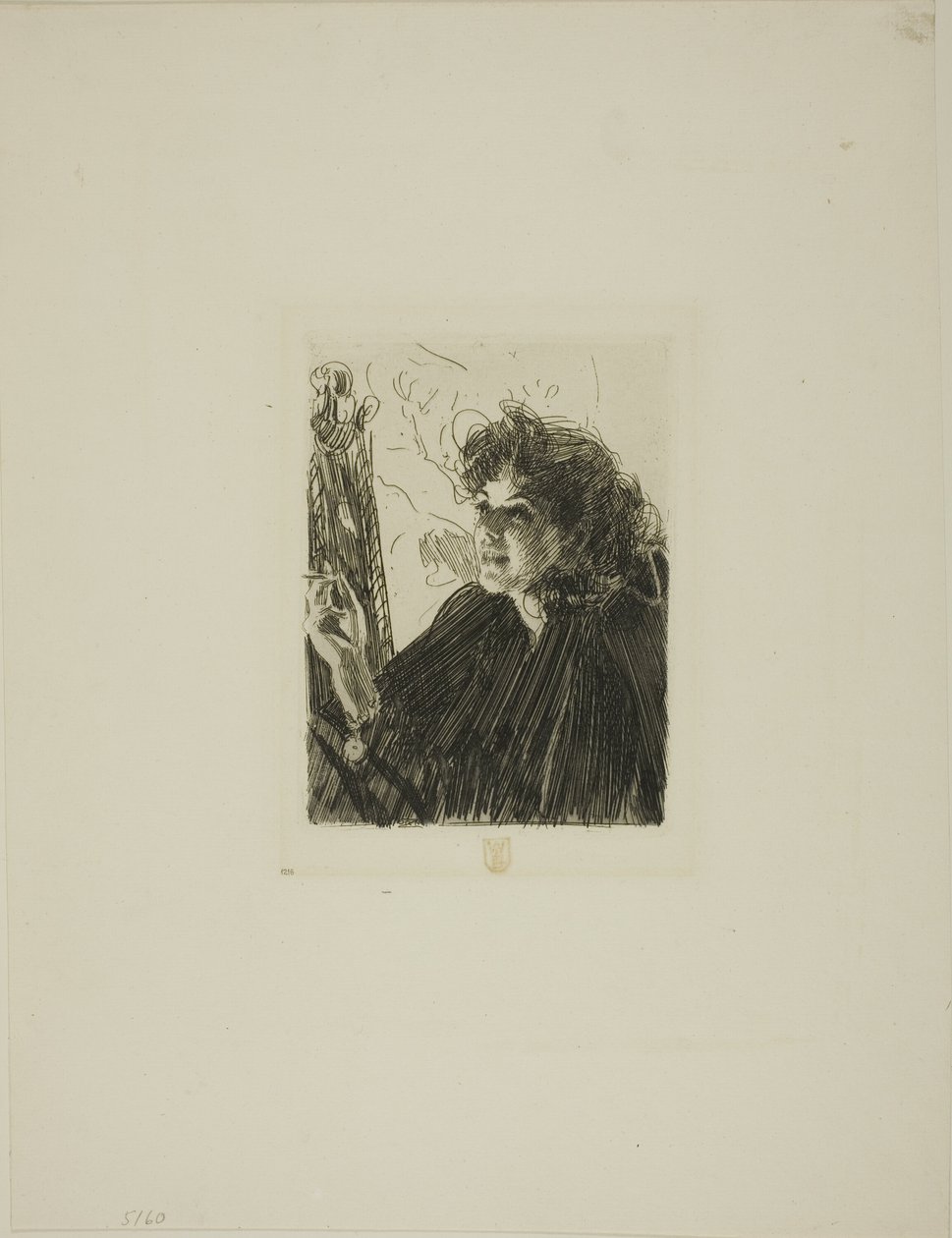 Flicka med en cigarett II av Anders Leonard Zorn