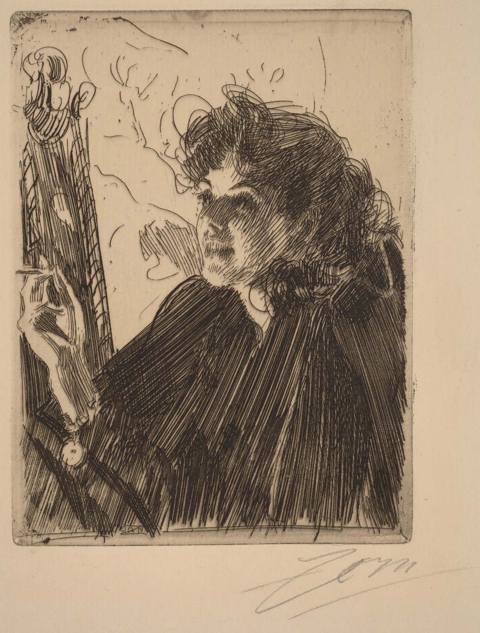 Flicka med en cigarett II av Anders Zorn