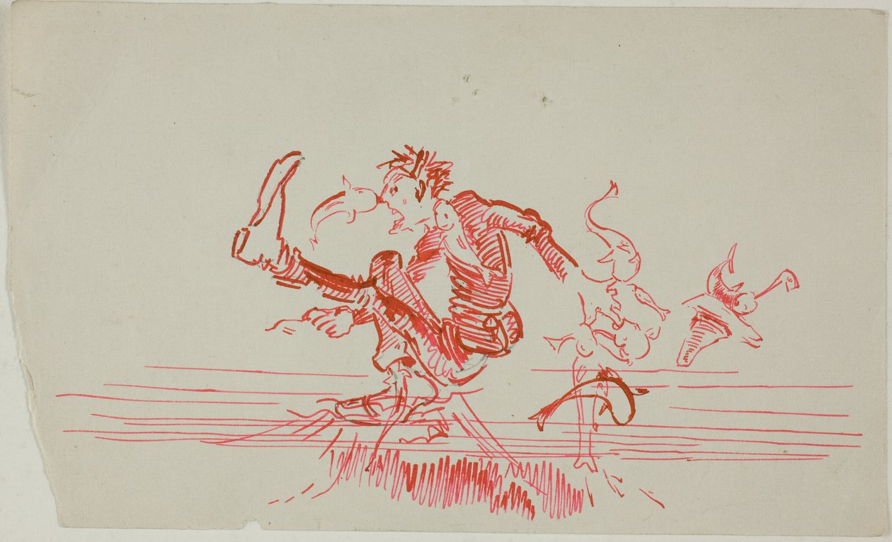Man attackerad av flera fiskar av Anders Zorn