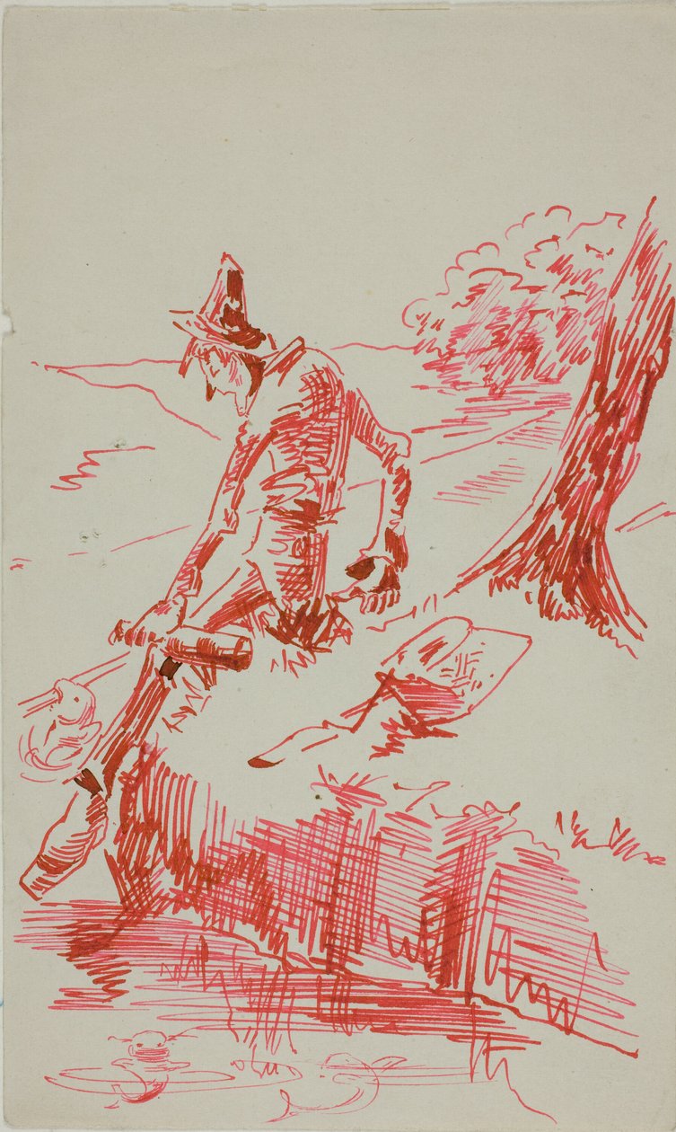 Man som fiskar och håller i en flaska av Anders Zorn