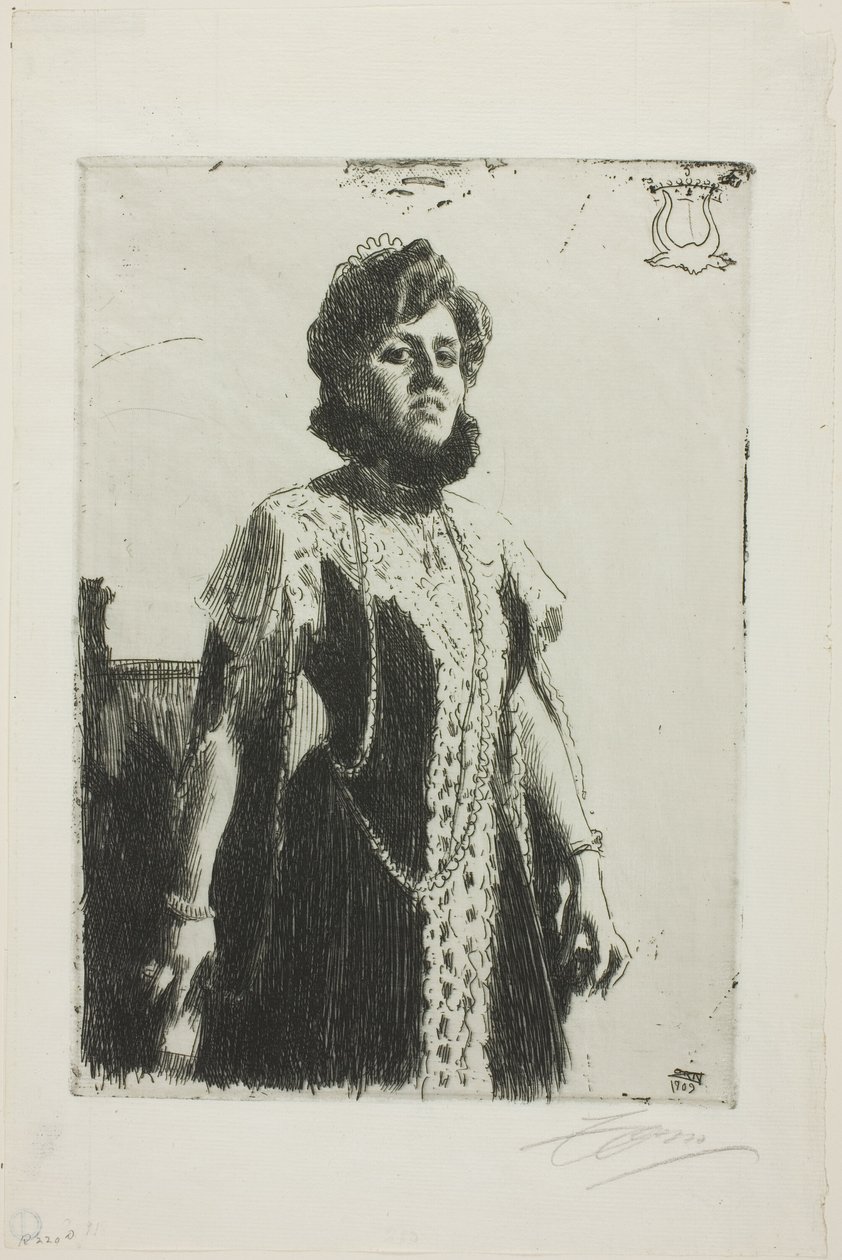 Oxenstierna (Mrs. Aurore Klintberg, née Oxenstierna, Whole length) av Anders Leonard Zorn