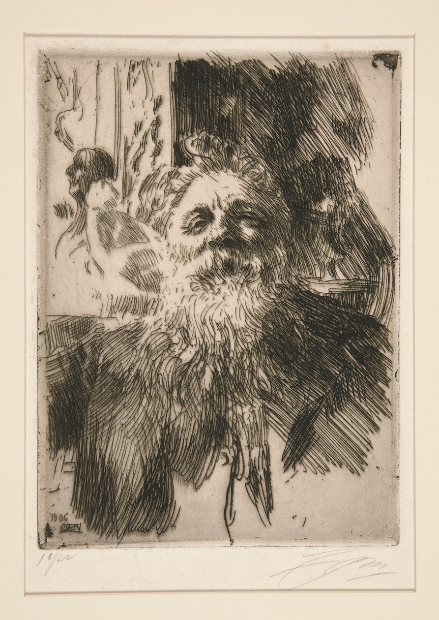 Porträtt av A. Rodin av Anders Leonard Zorn
