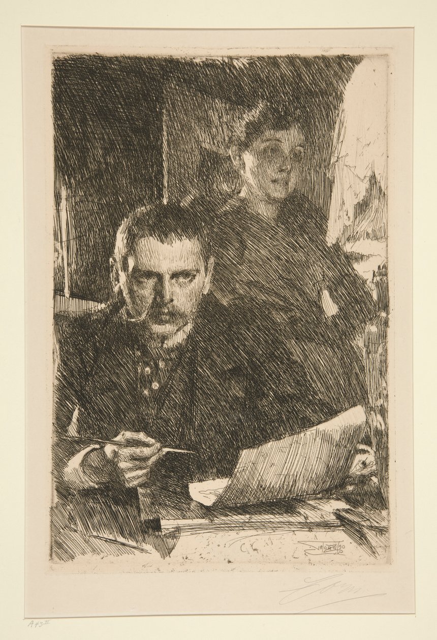Porträtt av konstnären och hans fru av Anders Leonard Zorn
