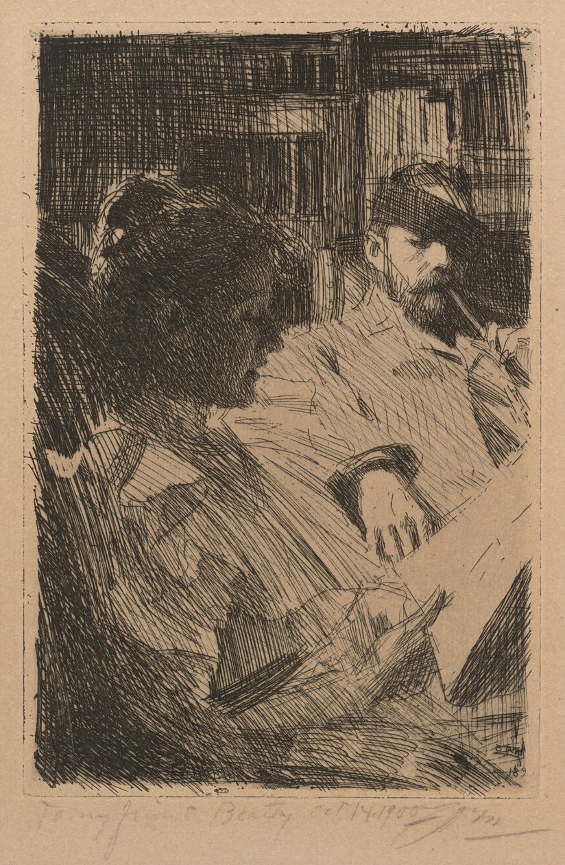 Läsning (herr och fru Ch. Deering) av Anders Zorn