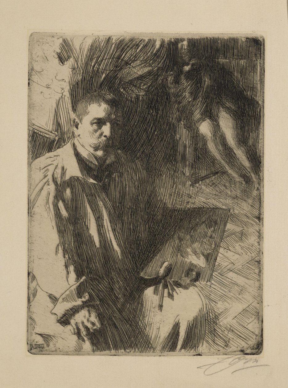 Självporträtt med modell II av Anders Zorn