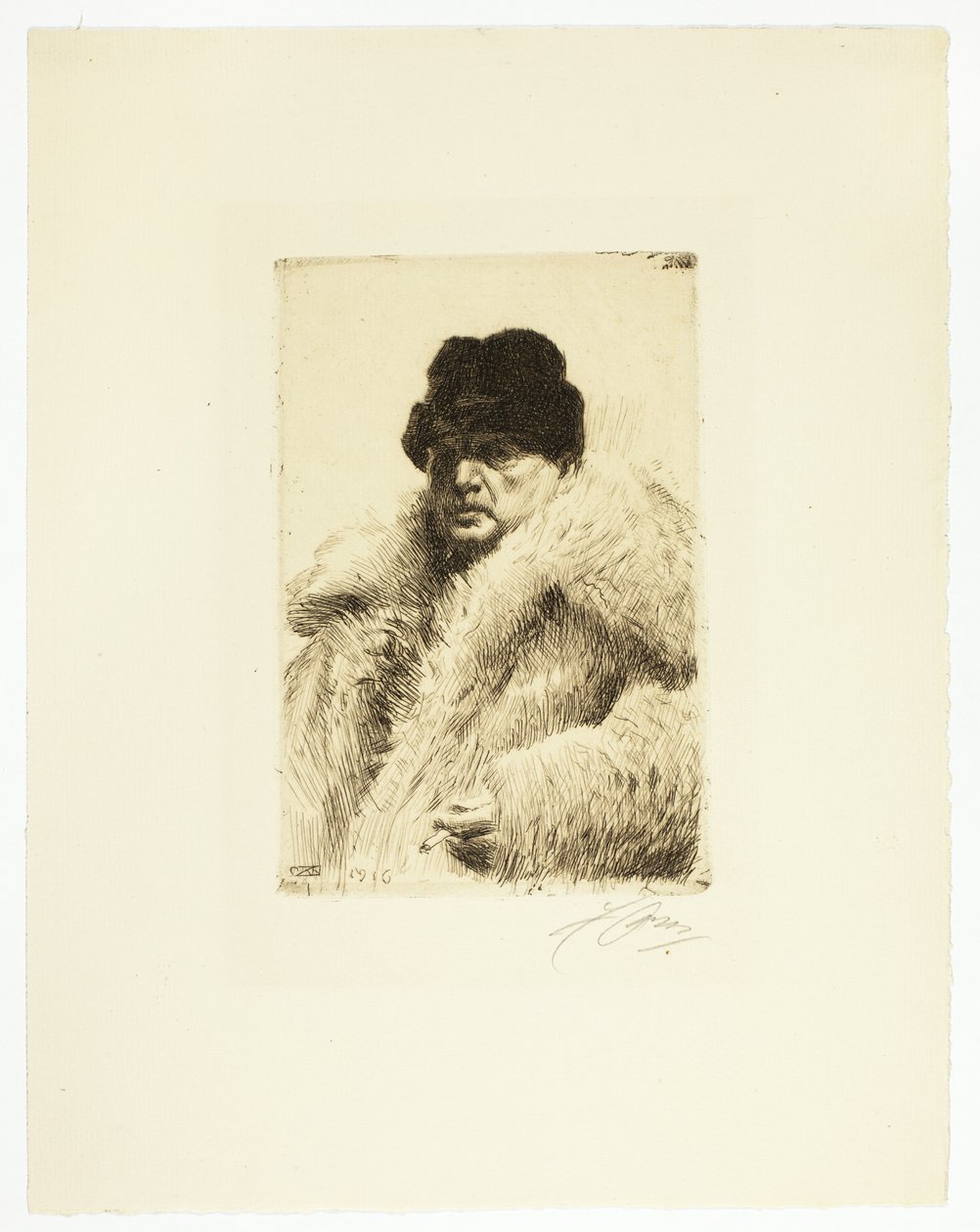 Självporträtt 1916 av Anders Leonard Zorn